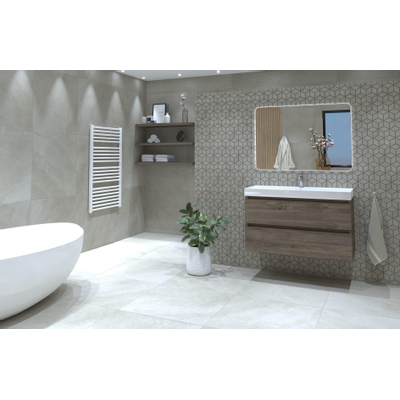HR badmeubelen Just Lavabo - 101x46x7.5cm - 1 trou de robinet - céramique blanche