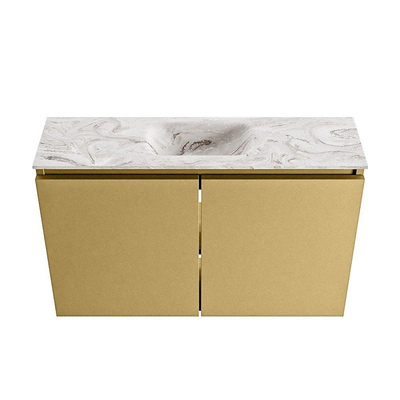 MONDIAZ TURE-DLUX Meuble de toilettes 80 cm Oro. Lavabo EDEN Glace position centrale. Sans trou de robinet.