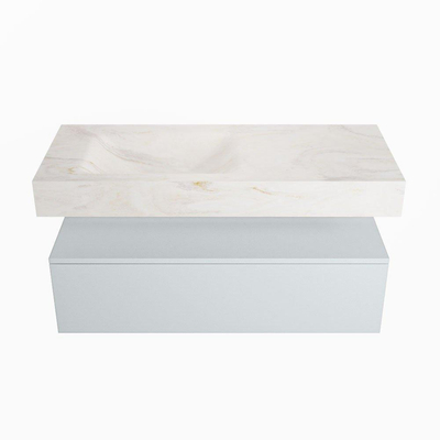 MONDIAZ ALAN - DLUX Badkamermeubelset - 110cm - onderkast - Clay - 1 lade - vrijhangende wastafel - wasbak links - 1 kraangat - Ostra