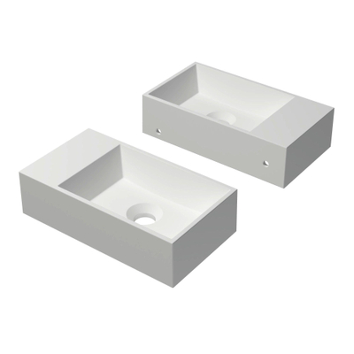 INK Contra Lavabo - 40x22x10cm - vasque à droite - 0 trous de robinet - polystone blanc mat