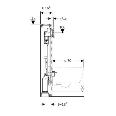 Geberit Gis element tbv wandcloset 114cm m/sigma 12cm