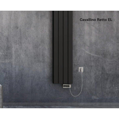 Plieger Cavallino Retto-EL II/Fischio elektrische designradiator verticaal 1800x450mm 1000W antraciet metallic TWEEDEKANS
