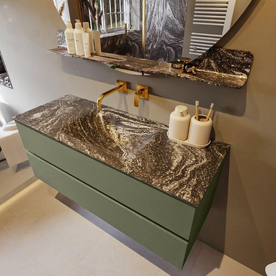 Mondiaz VICA-DLUX ensemble de meuble de salle de bain - 120cm - meuble sous-vasque armée - 2 tiroirs - lavabo encastré nuage milieu - sans trous de robinet - version haute de 60cm - lave