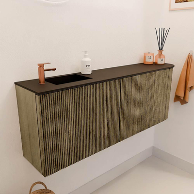 Mondiaz JOYA 111.6cm toiletmeubel - ronding rechts kleur Dusk - Wastafel FAYE positie Links 1 kraangat kleur Urban.