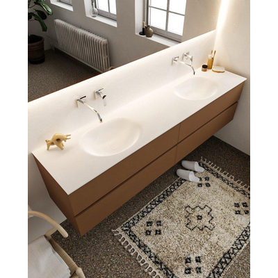 Mondiaz VICA ensemble de meuble de salle de bain - 200cm - meuble sous-vasque reposant - 4 tiroirs - lavabo moon double - sans trou de robinet version XL 60cm de haut