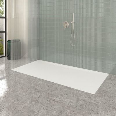 Villeroy & Boch Ecora douchebak - 180x90x3.5cm - afvoer lange zijde - stone white (wit)
