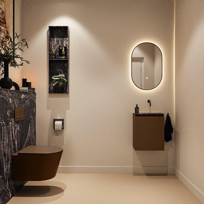 MONDIAZ TURE-DLUX Meuble toilette - 40cm - Rust - EDEN - vasque Lava - position droite - sans trou de robinet