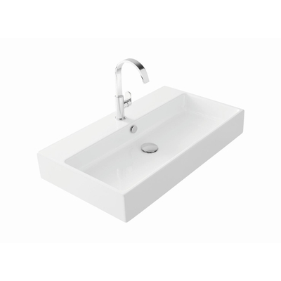 Lavabo Thebalux quadro 80cm céramique 1x cuve 1x trou de robinet