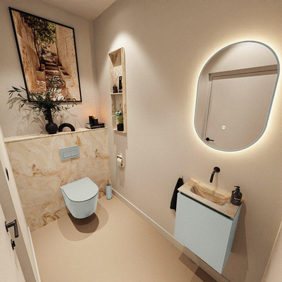 MONDIAZ TURE-DLUX Meuble toilette - 40cm - Greey - EDEN - vasque Frappe - position centrale - sans trou de robinet