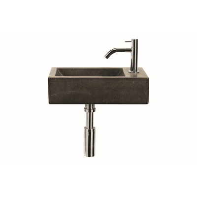 Differnz ensemble pour lave-mains - 40x23x11cm - Rectangulaire - 1 trou de robinet - Chromé - Pierre naturelle Bluestone