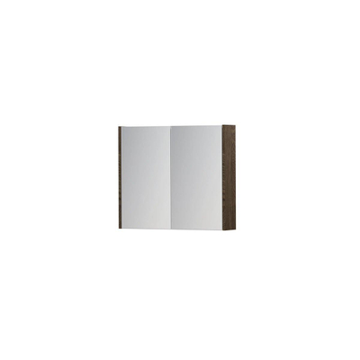 INK SPK1 spiegelkast – 70x60x14 cm – 2 deuren, dubbelzijdige spiegeldeuren – Massief eiken Charcoal