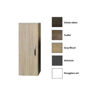 Sanicare Q6 - Q14 - Q16 kolomkast 33.5x32x90cm 1 deur standaard greep met softclose Grey-wood