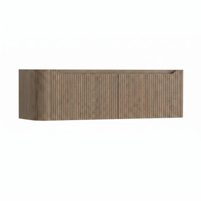 H&R Badmeubelen Juice Wastafelonderkast - 140x45x40cm - linkerhoek afgerond - 3D-front - 2 lades - geïntegreerde greep - charleston