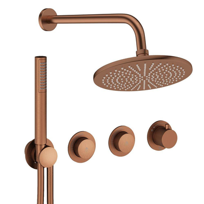 Crosswater MPRO Module ensemble de douche pluie encastré – douche de tête Ø 30 cm – bras mural courbé 30 cm – 3 leviers – brons geborsteld