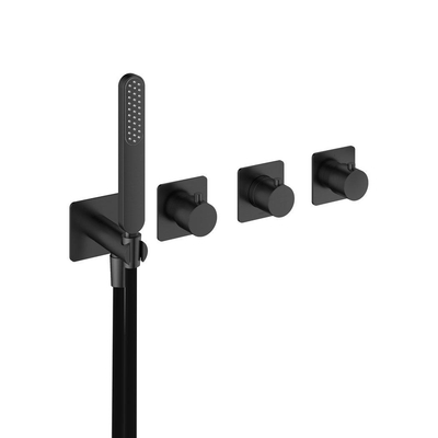 Hotbath Gal Afbouwdeel - voor Inbouw bad/douche thermostaat - 2 stopkranen - zonder uitloop - PVD - geborsteld gunmetal (antraciet)