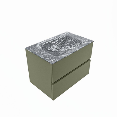 Mondiaz VICA-DLUX Ensemble de meuble de salle de bain - 70cm - meuble sous-vasque armée - 2 tiroirs - lavabo encastré nuage milieu - 1 trou de robinet - version haute de 60cm - lave