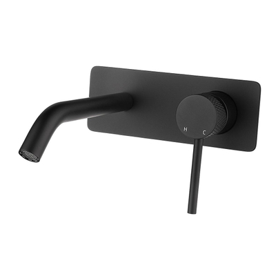 Wiesbaden Ribbd Mitigeur lavabo encastré à levier unique avec coldstart complet noir mat