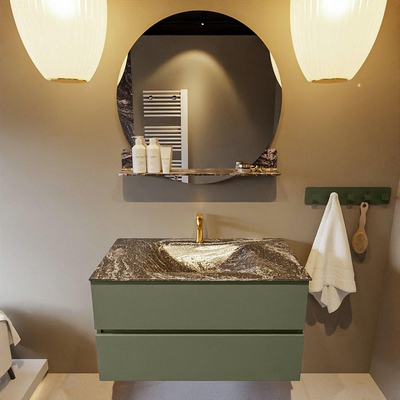 Mondiaz VICA-DLUX Ensemble de meuble de salle de bain - 90cm - meuble sous-vasque armée - 2 tiroirs - lavabo encastrée nuage milieu - 1 trou de robinet - version haute 60cm - lave