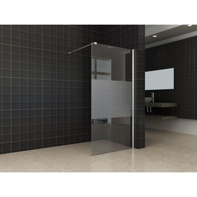 Wiesbaden Comfort Inloopdouche - 120x200cm - 10mm - nano helder glas - met melkglas middenband - chroom