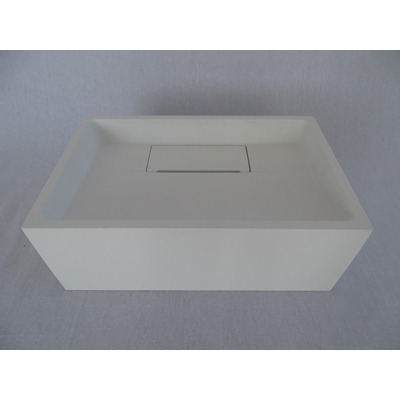 Crosstone by arcqua sophie Lave-mains avec siphon encastré solid surface 35x22x13cm blanc mat