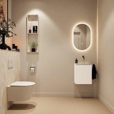 MONDIAZ TURE-DLUX meuble WC 40 cm Talc. EDEN lavabo Ostra position droite. Sans trou de robinet.