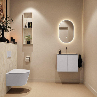 MONDIAZ TURE-DLUX meuble WC 60 cm Cale. EDEN lavabo Ostra position centrale. Sans trou de robinet.