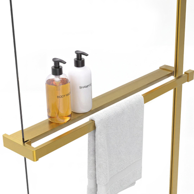 Fortifura Galeria handdoekrek voor inloopdouche - wandmontage / klemt op het glas - 140cm - inkortbaar - geborsteld messing