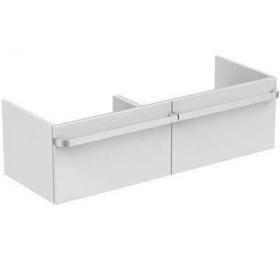 Ideal Standard Tonic II meuble sous lavabo avec 2 tiroirs softclose pour double lavabo 120x44x35cm inclu IdealFlow siphon sans poignée blanc brillant