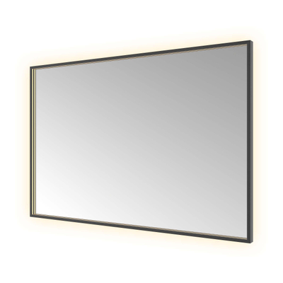 Hotbath &MORE Spiegel - 120x80cm - directe en indirecte LED - color changing - spiegelverwarming - dimbaar - met afstandsbediening - PVD - geborsteld koper (zwart)