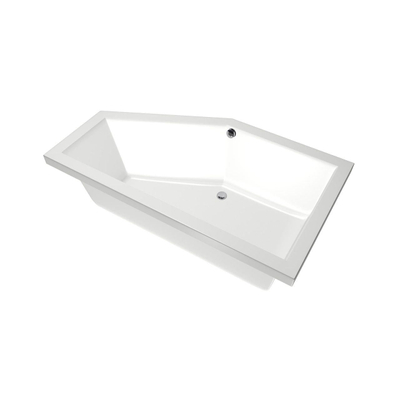 Xenz Society Baignoire d'angle - 160x90x53 - bonde au milieu - gauche - acrylique - blanc