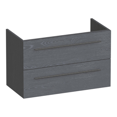 BRAUER Trust meuble sous-lavabo peu profond 80 sans poignées rapportées 2 tiroirs à fermeture douce et 1 découpe pour siphon - Timber Grey
