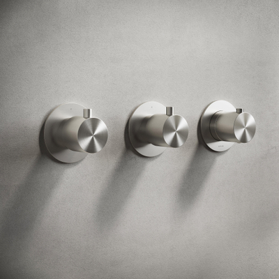 Hotbath Archie Élément de finition avec élément encastré pour mitigeur de douche thermostatique encastré avec 2 robinets d'arrêt Horizontal/vertical Inox