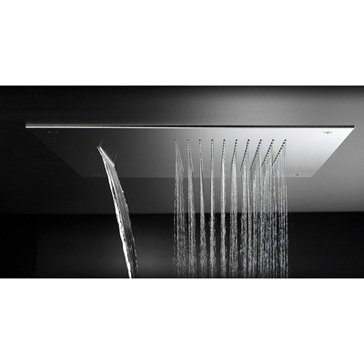 Hotbath Mate Inbouwhoofddouche vierkant - met cascade - 50x50cm - geborsteld nikkel (RVS)