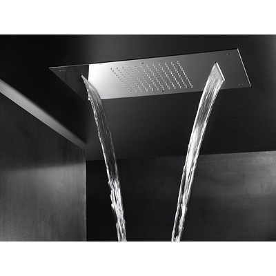 Hotbath Mate Inbouwhoofddouche rechthoek - 38x70cm - geborsteld nikkel (RVS)