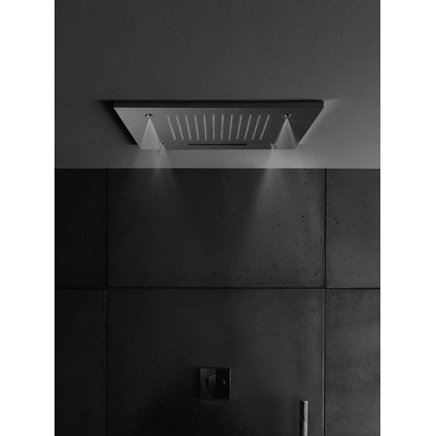 Hotbath Mate Inbouwhoofddouche vierkant - 50x50cm - met cascade en spray - geborsteld nikkel (RVS)