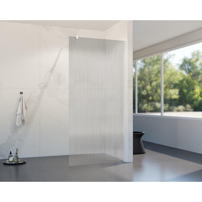 FortiFura Galeria Douche à l'italienne - 110x200cm - verre nervuré - Blanc mat