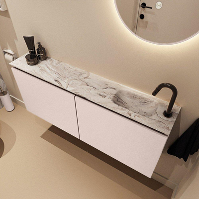 MONDIAZ TURE-DLUX 120cm toiletmeubel Rosee. EDEN wastafel Glace positie rechts. Met 1 kraangat.
