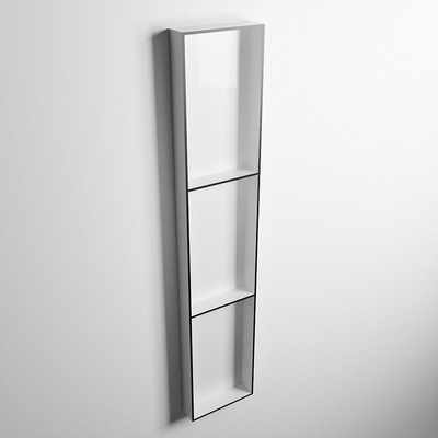 Mondiaz Easy nis 29.5x149.5x8cm voor Inbouw/opbouw 3 open vakken Solid surface Talc/Urban