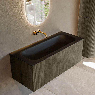 Ensemble de meuble de salle de bain Mondiaz KURVE - 110x46x40cm - 1 tiroir - lavabo en solid surface - milieu - sans trou de robinet - Shadow