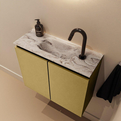 MONDIAZ TURE-DLUX 60cm toiletmeubel Oro. EDEN wastafel Glace positie midden. Met 1 kraangat.