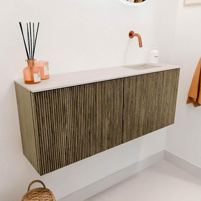 Mondiaz JOYA-DLUX 100cm toiletmeubel - kleur Dusk - Wastafel FAYE positie Rechts Zonder kraangat kleur Meli.