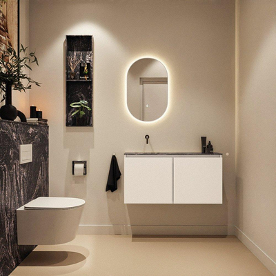 MONDIAZ TURE-DLUX 100cm toiletmeubel Talc. EDEN wastafel Lava positie links. Zonder kraangat.