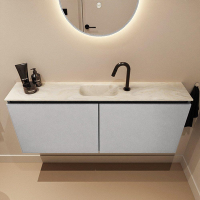 MONDIAZ TURE-DLUX Meuble WC 120 cm Plata. EDEN vasque Ostra position milieu. Avec 1 trou de robinet.