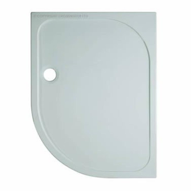 Crosswater Shower Tray douchebak 120x90x4.5cm offset links 90mm afvoer kwartrond polybeton wit