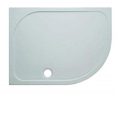Crosswater Shower Tray receveur de douche 120x80x4.5cm droit incluant bonde 90mm rayon 55 avec traitement anticalcaire polybéton blanc