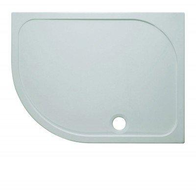 Crosswater Shower Tray douchebak 120x80x4.5cm links inclusief 90mm afvoer 55 radius met antikalkbehandeling polybeton wit