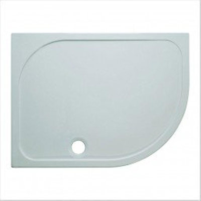 Crosswater Shower Tray douchebak 100x80x4.5cm links exclusief 90mm afvoer 55 radius met antikalkbehandeling polybeton wit