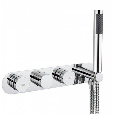 Crosswater Dial Badkraan - met 3 knoppen - met handdouche horizontaal - hoogglans chroom