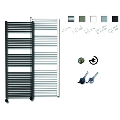 Sanicare radiateur électrique design 172 x 60 cm 1127 watts thermostat chrome en bas à gauche blanc