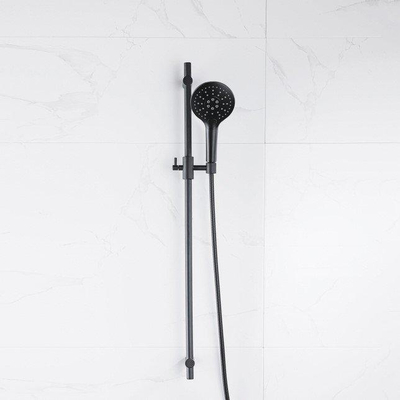 Fortifura Calvi glijstangset - met ronde handdouche - metalen doucheslang - mat zwart